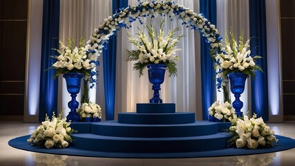 Candle in Church with Decorative Holder and Flowers
