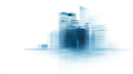 Abstract representation of a modern city skyline with a blue hue, showcasing the beauty of urban architecture in a minimalist style.