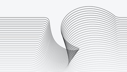 Abstract wave lines element for banner, flyer, brochure, poster. Stylized curved wavy Line line art vector illustration. Black Stripes on Background. Modern flowing wave lines element. EPS10
