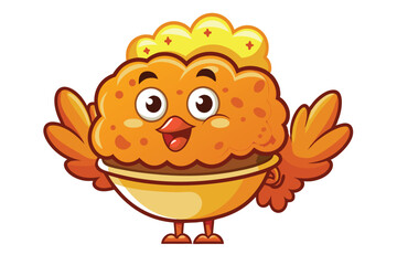 Fototapeta premium Cartoon Illustration of a Happy Orange Bird with Yellow Crest