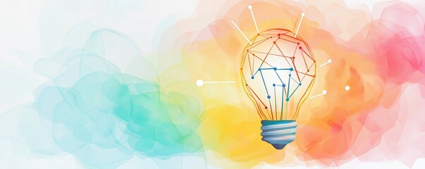 Business innovation, creative process, collaborative meeting, Watercolor style