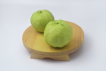 Fresh green guava is on an isolate white background