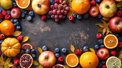 Festive Thanksgiving Dinner Invitation with Fruits and Flowers Layout