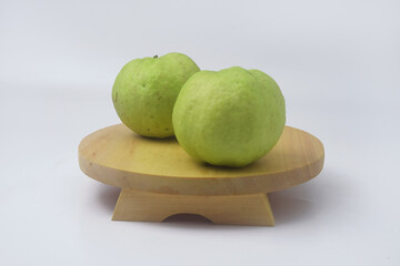 Fresh green guava is on an isolate white background