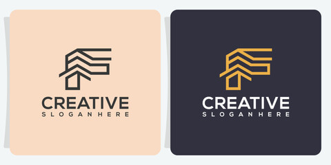 Letter F Building Logo collection, F logo with building concept