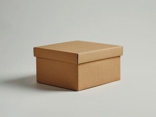 Simple cardboard box, plain white background, product packaging concept