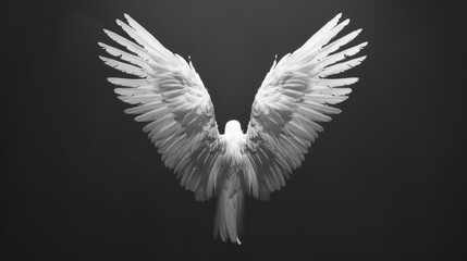 Angle wings on color background, AI generated for ads