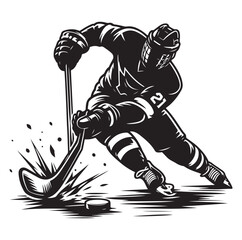Obraz premium People playing ice hockey silhouette vector illustration.