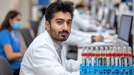 Scientist in labratory: Young Indian scientists analyzing biological samples in a laboratory