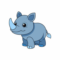 Baby rhinoceros Animal flat vector illustration