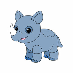 Baby rhinoceros Animal flat vector illustration