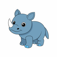 Baby rhinoceros Animal flat vector illustration