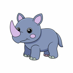 Baby rhinoceros Animal flat vector illustration