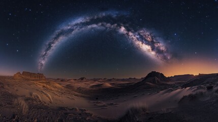 Fototapeta premium Milky Way over Desert Landscape