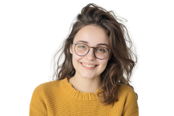 Fototapeta premium Happy young woman wearing glasses and smiling Isolated on white background