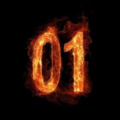 Eye-catching fiery representation of the number 01