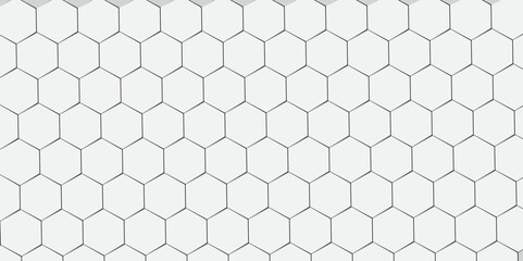 Fototapeta premium Abstract white background with hexagons. Abstract hexagon polygonal pattern background vector. seamless bright white Pattern with hexagons illustration of a honeycomb. Futuristic surface .