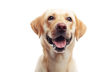 Labrador retriever headshot smiling Isolated on white background