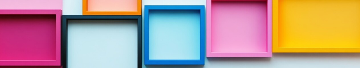 Obraz premium Vibrant Modern Picture Frames Collection: Colorful Array of Contemporary Decorative Frames Isolated on White Background. Stylish Home Decor Elements for Creative Wall Displays, Perfect for Festive Sh