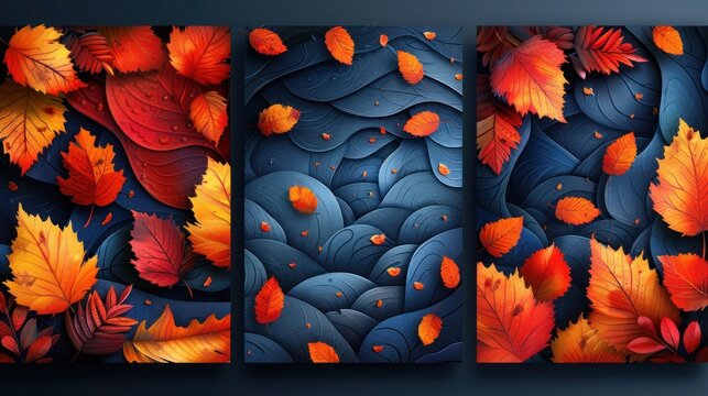 Autumn Fall Banners: Collection of Abstract Background Designs for Fall Sale Social Media Promotional Content - Vector Illustration
