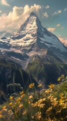 The concept of International Mountain Day. Beautiful nature landscape