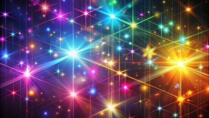 Obraz premium Abstract background with colorful lights and stars against a backdrop of intersecting lines , stars, abstract, colorful