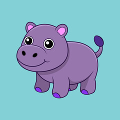 Baby Hippopotamus Animal flat isolated vector illustration on a white background