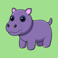 Baby Hippopotamus Animal flat isolated vector illustration on a white background