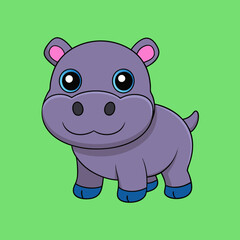 Baby Hippopotamus Animal flat isolated vector illustration on a white background