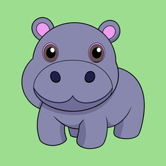 Baby Hippopotamus Animal flat isolated vector illustration on a white background