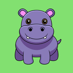 Naklejka premium Baby Hippopotamus Animal flat isolated vector illustration on a white background