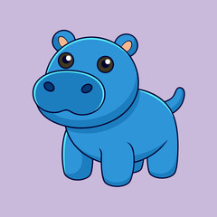 Baby Hippopotamus Animal flat isolated vector illustration on a white background