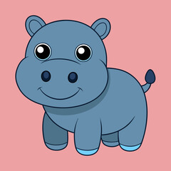 Baby Hippopotamus Animal flat isolated vector illustration on a white background