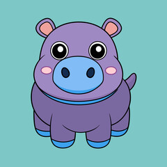 Baby Hippopotamus Animal flat isolated vector illustration on a white background