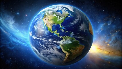Fototapeta premium Planet Earth as seen from outer space , earth, space, planet, globe, world, universe, astronomy, galaxy, celestial