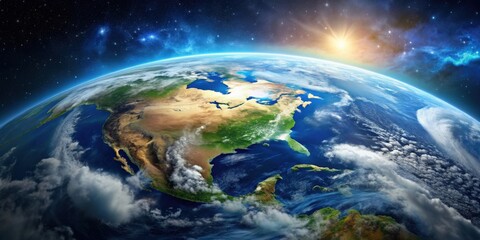 Obraz premium Earth seen from space with breathtaking view of continents, oceans, and clouds, earth, space, planet, globe, view