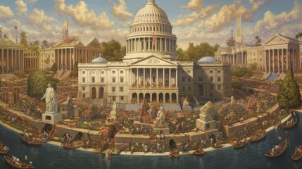 Fototapeta premium The Capitol Building Amidst Reconstruction