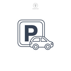 Parking sign icon symbol vector illustration isolated on white background