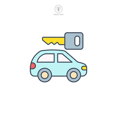 Fototapeta premium Car rental icon symbol vector illustration isolated on white background