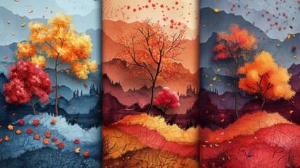 Fall Foliage Banner Collection: Vibrant Autumn Backgrounds for Seasonal Designs