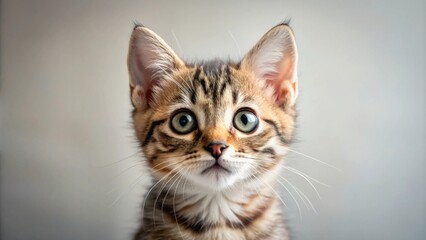 A curious kitten with big eyes staring in amazement, curious, cat, kitten, staring, big eyes, cute, adorable, fluffy, furry, whiskers