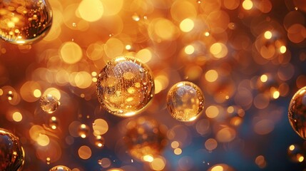 Effervescent Celebration: Champagne Gold Bubbles in Elegant Glassware