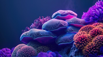 Obraz premium Digital coral formations in a futuristic neon style