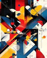 Abstract geometric design featuring bold shapes and colors, creating a dynamic and vibrant visual.