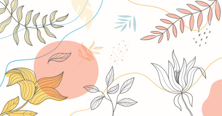 Abstract botanical floral line art background