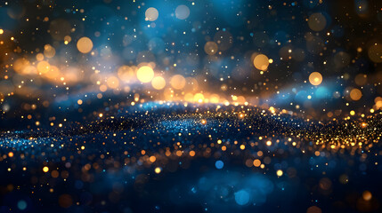 Sparkling Blue & Gold Glitter Background