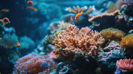Naklejka premium Underwater colorful coral reef for marine life, AI generated for ads