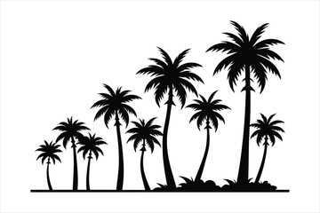 Fototapeta premium palm tree and birds in different stages of growth black vector