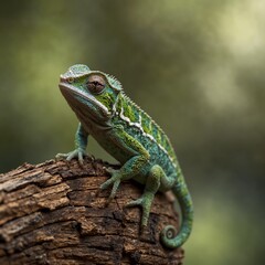 Chameleon into the wild. Beautiful extreme close-up.