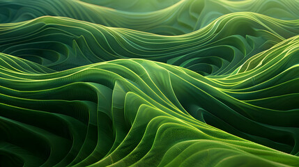 Abstract Green Wavy Landscape